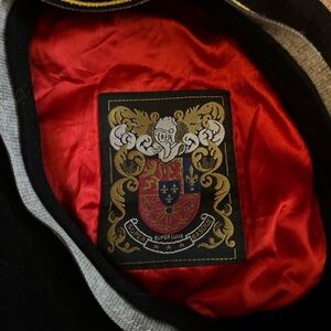 Vintage beret Super Basque black wool red lining